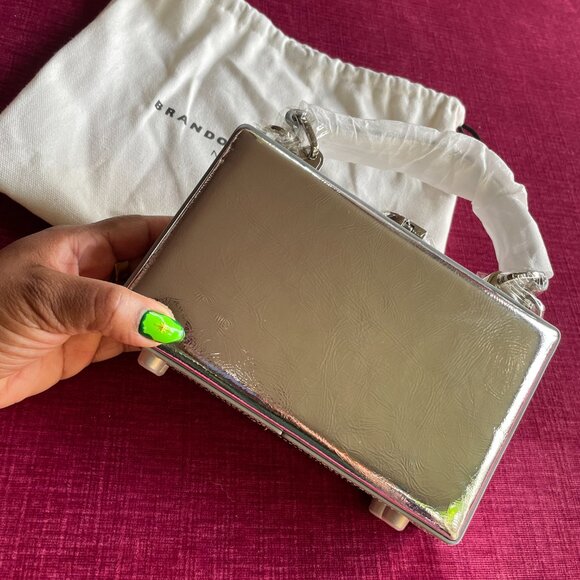 Brandon Blackwood Slim Kendrick Trunk - Silver Metallic Cracked Leather NWT - Picture 4 of 5